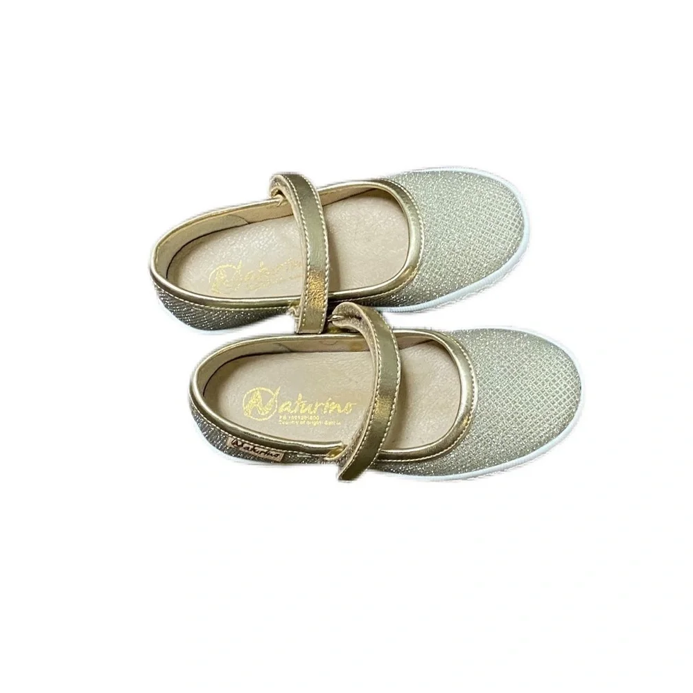 Naturino Gold Sparkle Pavia Mary Janes - Size EU24/US7